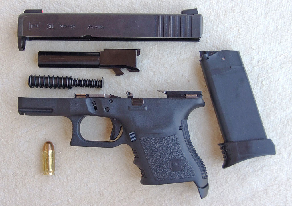 A disassembled Glock